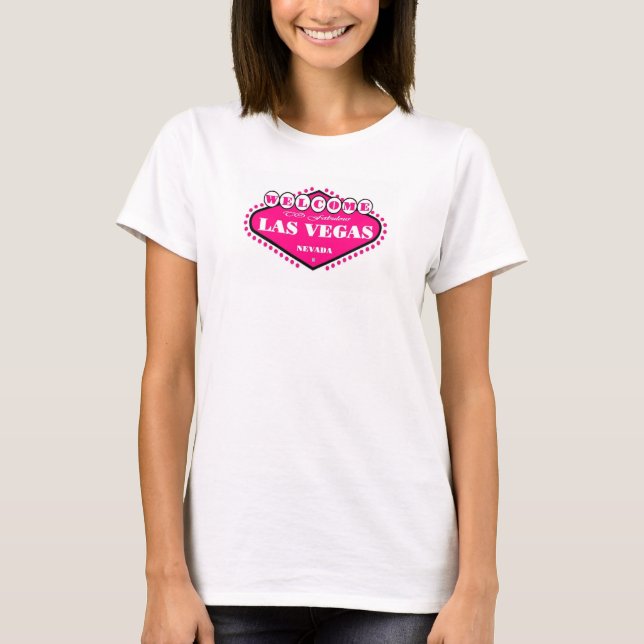 SHOCK ROSA Las Vegas Sign Dam Top T Shirt (Framsida)