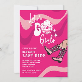 Shock rosa Last Ride Disco Cowgirl Bachelorette Inbjudningar