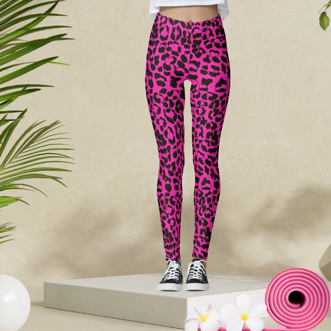 Shock rosa Leopard Animal Print Leggings (Skapare uppladdad)