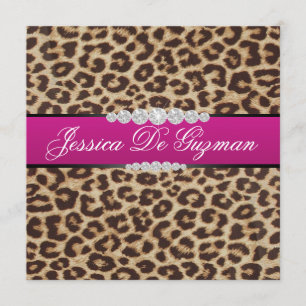 Shock rosa Leopard Debut Inbjudningar