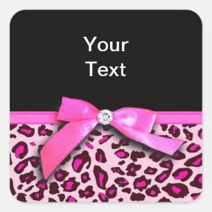 Shock rosa leopard, grafik på band fyrkantigt klistermärke