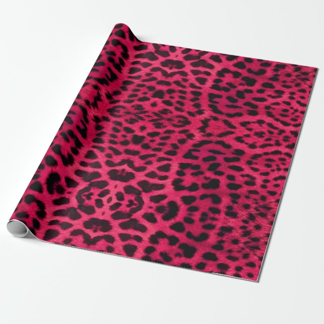 shock rosa leopard papper för gåvor presentpapper (Utrullad)
