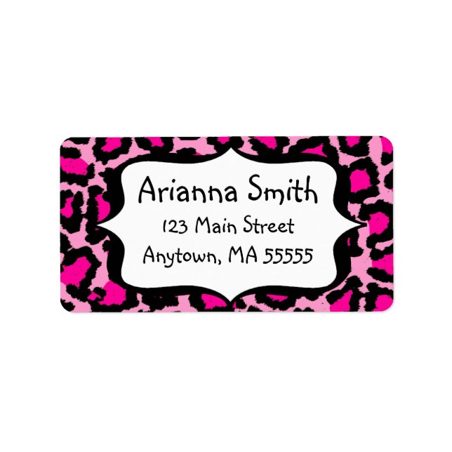 Shock rosa Leopard Print Adressetiketters Adressetikett (Framsidan)