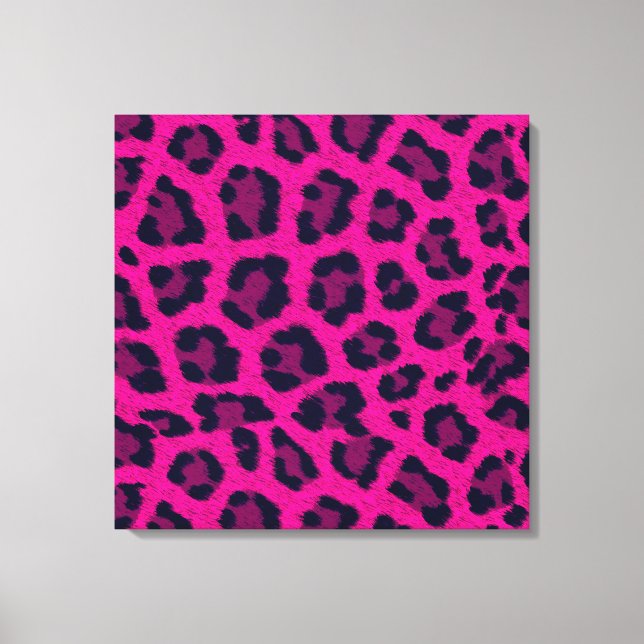 Shock rosa Leopard Print Animal Päls Mönster Canvastryck (Framsida)