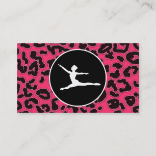 Shock rosa Leopard Print; Ballet Dancer Visitkort