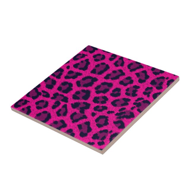 Shock rosa Leopard Print Ceramic Tile Kakelplatta (Sidan)