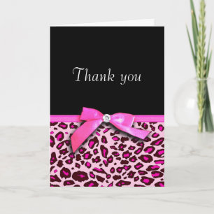 Shock rosa leopard print ribbon bow-look Tack Kort