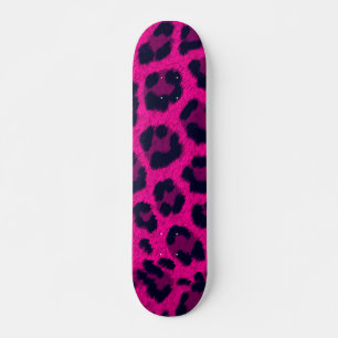 Shock rosa Leopard Print Skateboard Bräda 20 Cm