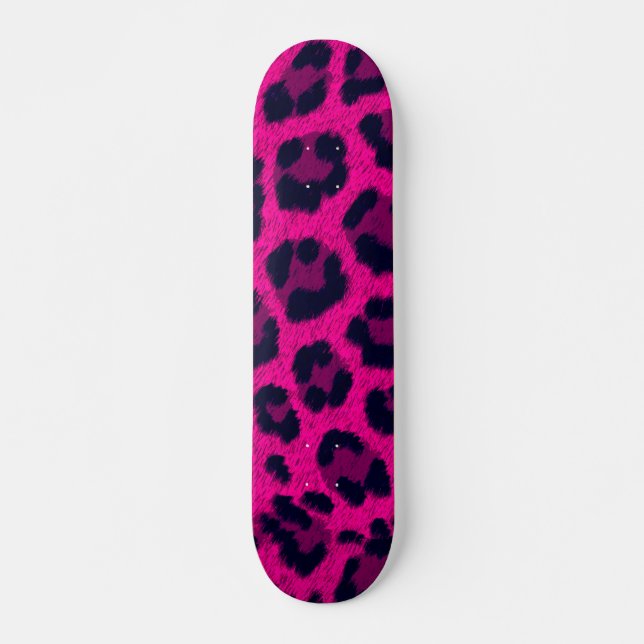 Shock rosa Leopard Print Skateboard Bräda 20 Cm (Framsida)