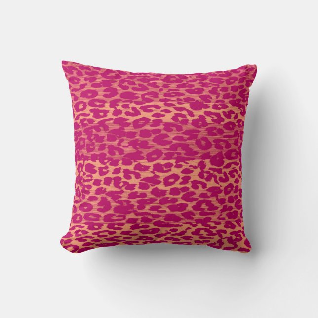 Shock rosa Leopard Print Skin Kudde (Framsida)