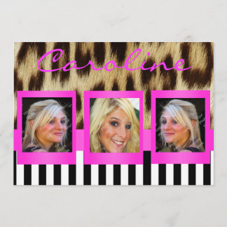 Shock rosa Leopard Rand Grad Photos Inbjudan