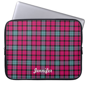 Shock rosa Light Blue Tartan Play Mönster Laptop Sleeve