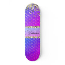 Shock rosa Lila Glittery Bling Skateboard