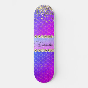 Shock rosa Lila Glittery Bling Skateboard