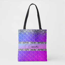 Shock rosa Lila Glittery Diamond Bling Tote Bag Tygkasse