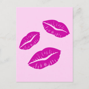 SHOCK ROSA LILA KISSES LÄPPAR KÄRLEK ICONS MOTIVAT VYKORT