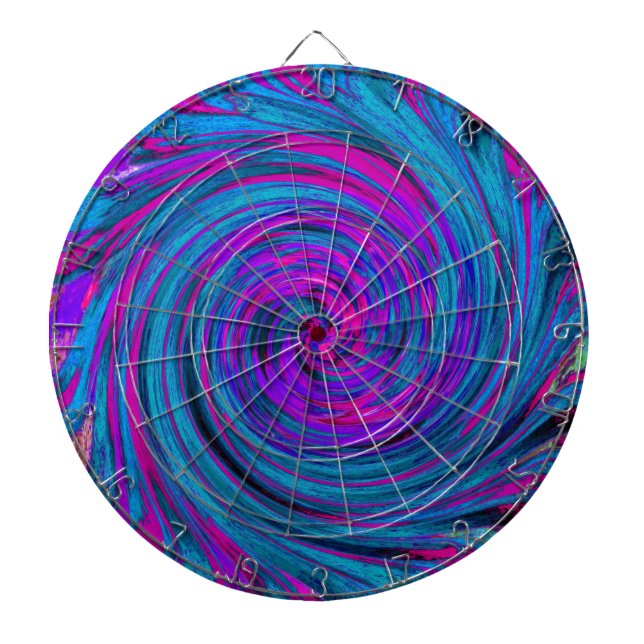 Shock rosa, Lila och blå Abstrakt Retro Twirl Darttavla (Framsidan)