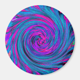 Shock rosa, Lila och blå Abstrakt Retro Twirl Magnet
