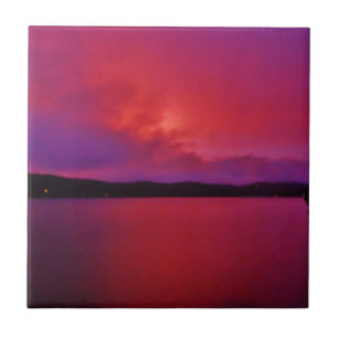 Shock rosa Lila sunset on Sjö Arrowhad Kakelplatta