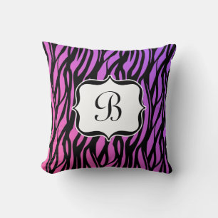 Shock rosa/Lila Zebra Monogram Cushion Kudde