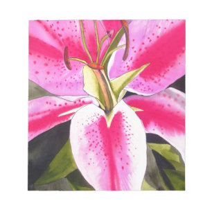 Shock rosa Lily Tenerife pop art vattencolor blomm Anteckningsblock