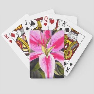 Shock rosa lily Tenerife popart vattenfärgblomma Casinokort