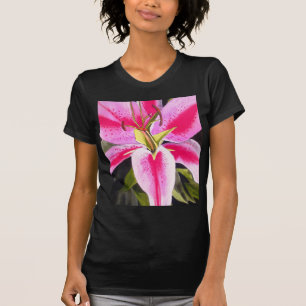 Shock rosa lily Tenerife popart vattenfärgblomma Tee