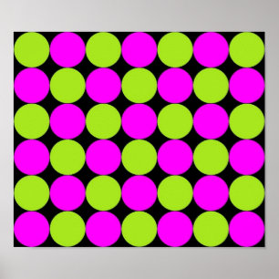 Shock rosa & Lime Green Polka dots Poster