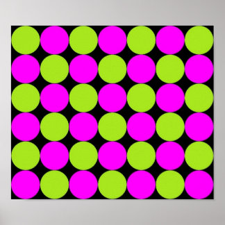 Shock rosa & Lime Green Polka dots Poster