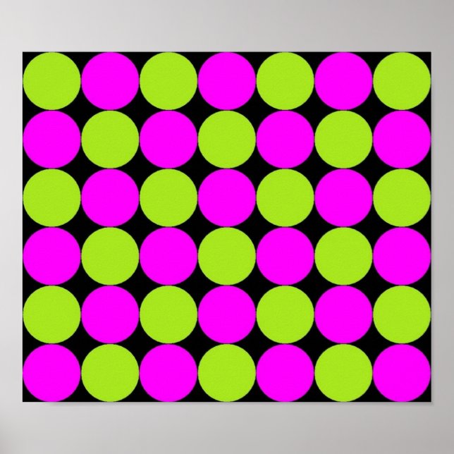 Shock rosa & Lime Green Polka dots Poster (Framsidan)