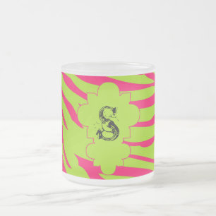 Shock rosa Lime Zebra Frosted Glass Coffee Mugg Ko
