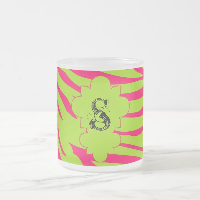 Shock rosa Lime Zebra Frosted Glass Coffee Mugg Ko (Center)