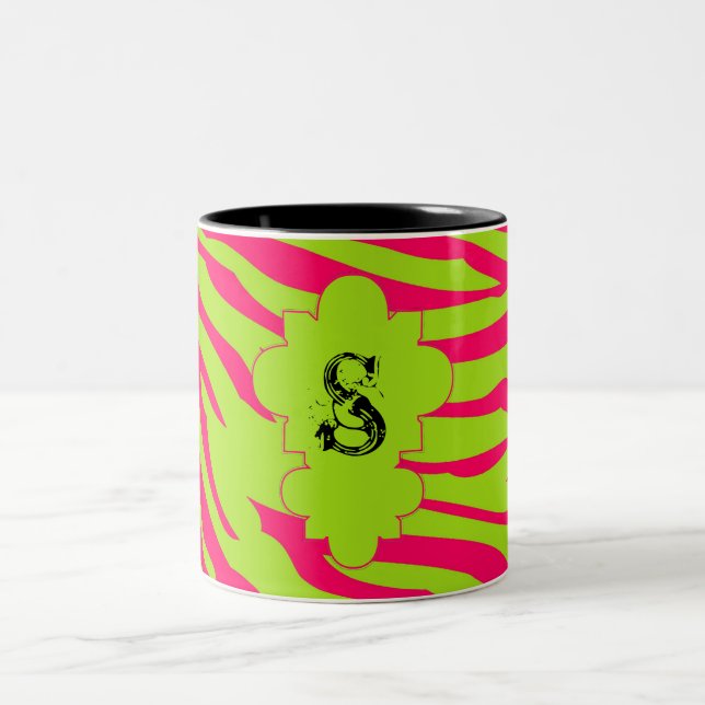 Shock rosa Lime Zebra tryck djurkaffe Mugg Kopp (Center)