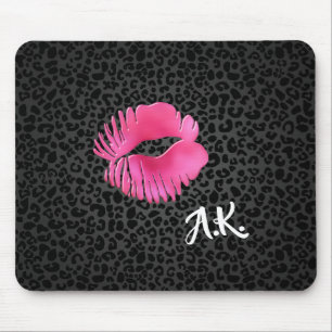 Shock rosa Lipgloss kiss Black Leopard med monogra Musmatta