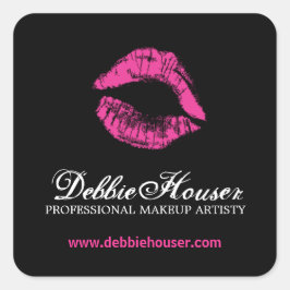 Shock rosa Lipstick Cosmetics Sticker Fyrkantigt Klistermärke