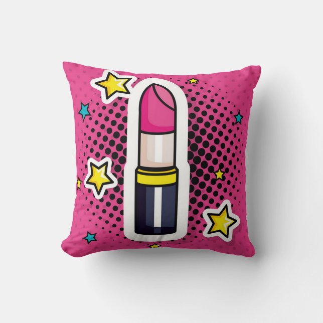 Shock rosa Lipstick Girl Glamor Kudde (Framsida)