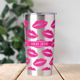 Shock rosa Lipstick Kiss Mönster-isolerad tumlare