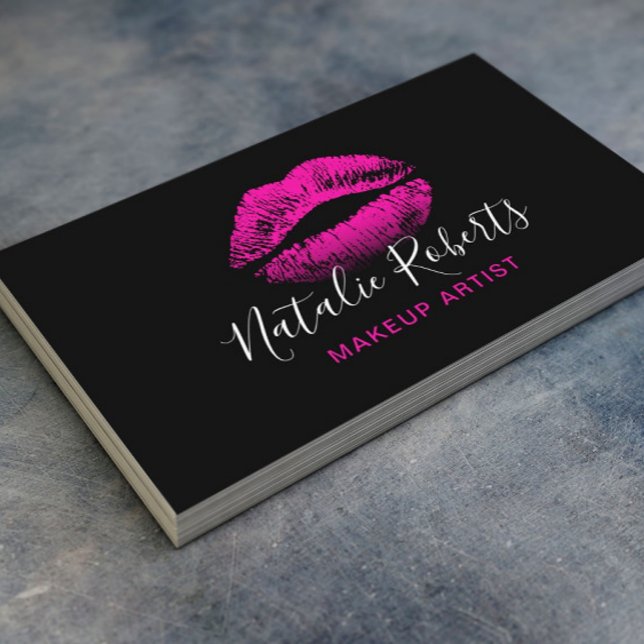 Shock rosa Lipstick Makeup Artist Black Beauty Sal Visitkort (Skapare uppladdad)