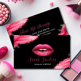Shock rosa Lipstick Makeup Artist Black Visitkort