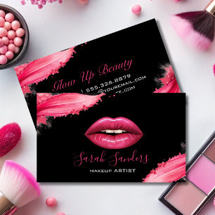 Shock rosa Lipstick Makeup Artist Black Visitkort