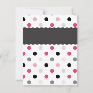 Shock rosa, Ljusare rosa och svart Polka dots Inbjudningar