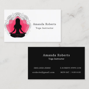 Shock rosa Lotus Flower Yoga Instructor Visitkort