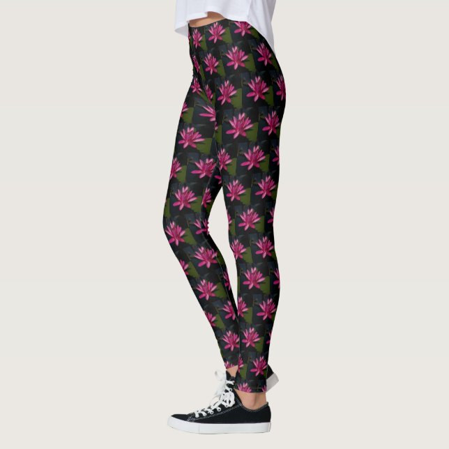 Shock rosa Lotus Waterlily Leggings (Vänster)