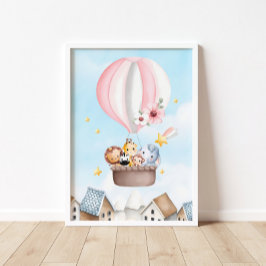 Shock rosa Luft Ballon Safari Animals Poster