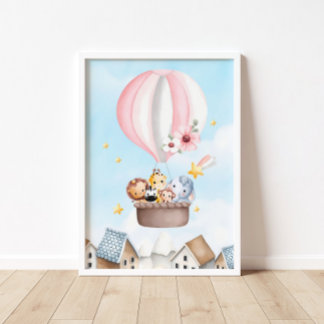 Shock rosa Luft Ballon Safari Animals Poster