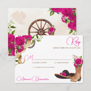 Shock rosa Magenta Charro Western Quinceanera OSA Kort