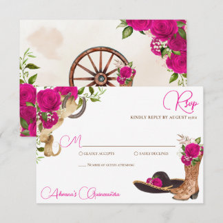 Shock rosa Magenta Charro Western Quinceanera OSA Kort