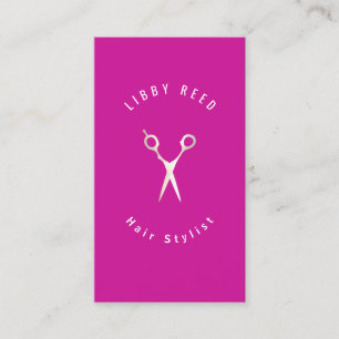 Shock rosa Magenta Modern Hairstylist Guld Sissar Visitkort