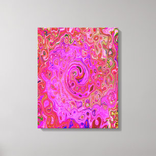 Shock rosa Mar Färg Abstrakt Retro Swirl Canvastryck