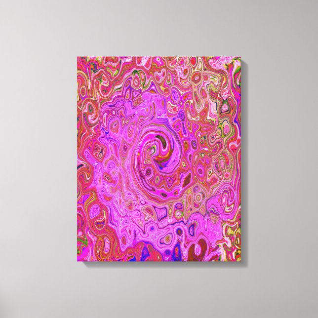 Shock rosa Mar Färg Abstrakt Retro Swirl Canvastryck (Framsida)